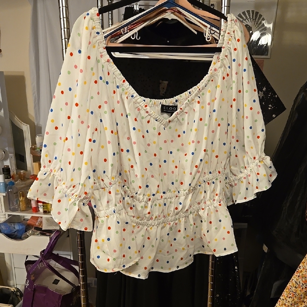 Eloquii Polka Dot Blouse